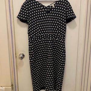 Navy and white polka dot dress